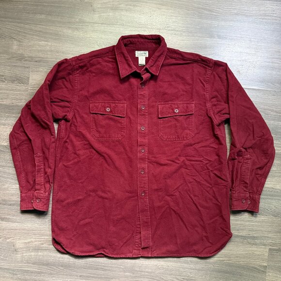 L.L. Bean Men's Chamois Cloth Shirt Jacket Shaket - Red/Burgundy - Picture 1 of 5